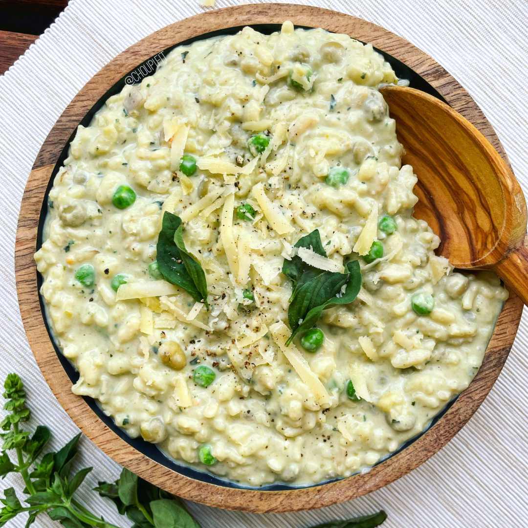 Risotto Aux Petits Pois Sans Vin Sainplement Healthy